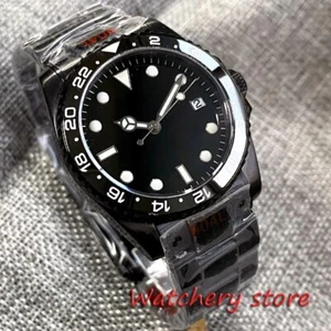 36mm Bliger Black Dial Japan NH35A Automatic Black PVD Mens Watch Rotating Bezel - Picture 1 of 6
