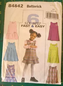 Vintage Sewing Patterns BUTTERICK Childrens smock dress Multi Size No. B4842 - Picture 1 of 7