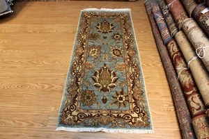 6' long handmade vegetable dye Oriental rug GREEN BLUE BROWN RUG #5272 - Picture 1 of 11