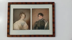 Framed Set of 2 Miniature Portrait Paintings 1831 Signed Skinner - Picture 1 of 7