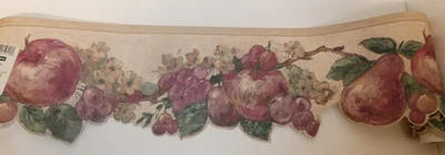 5 ЛАЗЕРНОЙ РЕЗКИ ЯБЛОКИ ГРУШИ ВИНОГРАДНАЯ ЛОЗА ПРЕДВАРИТЕЛЬНО НАКЛЕЕННЫЕ КУХОННЫЕ ОБОИ ГРАНИЦЫ MY2072-B - Изображение 1 из 4