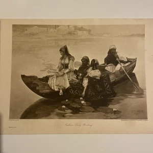 Arabian Lady Boating F M Bredt Etched Plate Art - Picture 1 of 10