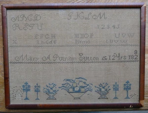 antiguo muestreador de aguja Mary A. Putman 1828 Lyndelborough Hillsborough N.H. - Imagen 1 de 8