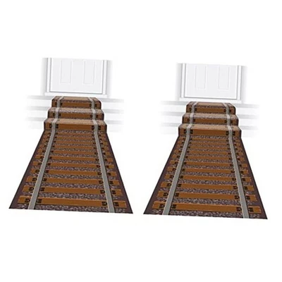  2 peças novidade tecido de poliéster trilho ferroviário corredor corredores para tema de trem  - Imagem 1 de 4