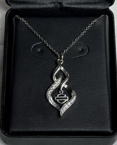 Collana Harley-Davidson argento sterling cristallo barra e scudo regolabile usata in ottime condizioni - Foto 1 di 5