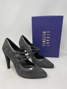 Zapatos de tacón alto Stuart Weitzman Mary Jane de gamuza carbón nuevos en caja talla 9,5 medianos - Imagen 1 de 10