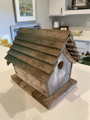 Vintage Handmade Wood Folk Art Bird House Cover