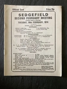 Horse Racing Official Race Card - Sedgefield 1974 19th February - Picture 1 of 5