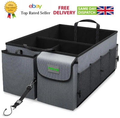 CAR BOOT ORGANISER Heavy duty Foldable Large tidy storage bag box Travel Vehicle - Image 1 of 4