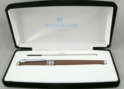 Wedgwood Brown & Chrome Jasperware Rollerball Pen - New In Box