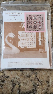 Pieza didáctica de estudio de puntada satinada #5 patrón de punta de aguja S Lentz 1993 + suministros Foto 1 de 3