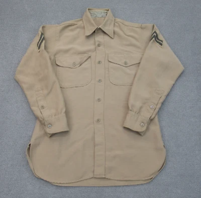 Camisa Militar De Colección Para Hombres Pequeña 14 1/2 Beige Años 50 USMC Uniforme Gabardina Coreana Foto 1 de 4