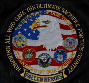 FREEDOM DEFENDER for FALLEN HEROES HOG BIKER 10" FREEDOM DEFENDER BACK PATCH - Picture 1 of 3