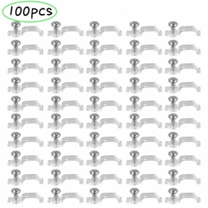 100 Pcs Mounting Bracket 10mm Fixing Clip For 5050 LED Strip Light With Screws - Picture 1 of 12