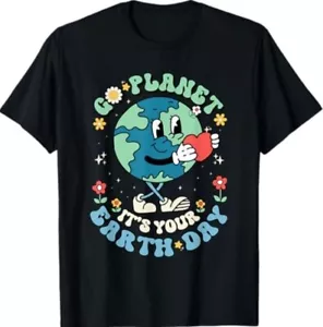 Cute Go Planet Its Your Earth Day 2025 Teacher Kids Groovy T-Shirt - Picture 1 of 3