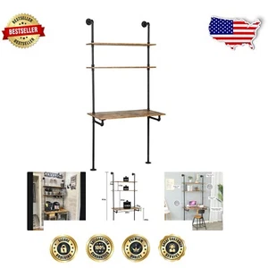 Stylish Floating Shelf Desk with Rust-Resistant Metal Frame for Home Office - Picture 1 of 10