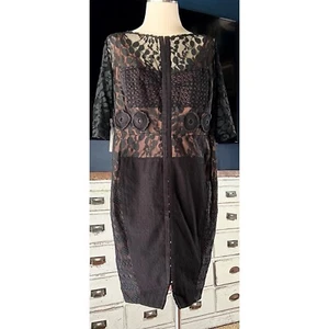 NWT New $258 Anthropologie Byron Lars Carissima Black Lace Sheath Dress 16P - Picture 1 of 12