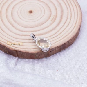 Natural Green Amethyst Oval Shaped 925 Sterling Silver Pendant Birthday Gifts - Picture 1 of 7