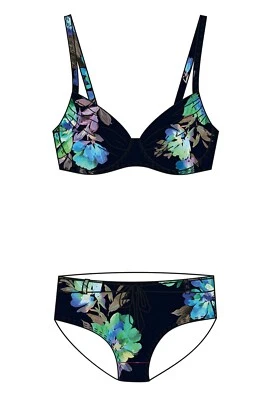 Fashy Bikini 23530 Cup C D  44 46 48 blau/bunt Bügel Damenbademode light forming - Bild 1 von 3