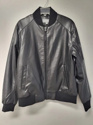 Chaqueta de moto Michael Kors de cuero sintético para hombre, negra, talla M, estilo: M82104, nueva con etiquetas Foto 1 de 4
