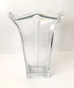 Bohemian Czech Crystal 12" Tall Vase 24% Lead Clear Glass - Picture 1 of 6