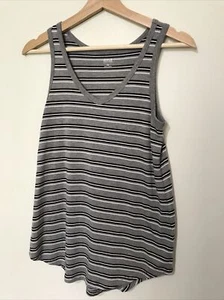 Ana Shirt Womens XS Gray Sleeveless Top Blouse Lightweight V Neck Stripe - Picture 1 of 11