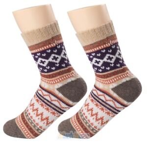 5 Pairs Womens Warm Wool Socks Winter Thick Knit Soft Cabin Cozy Crew Socks Gift