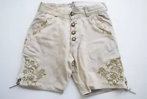 Kurze Lederhose Vintage Second-Hand Skandal Glattleder Stickerei grau Gr.50 - Bild 1 von 8