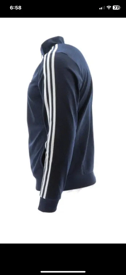 MEN'S ADIDAS H46100 3- STRIPE TRACK NAVY/WHITE FULL ZIPPER JACKET 4XLT