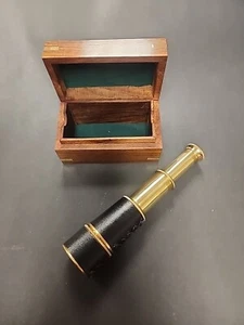 Brass Telescope with Wooden Box - Pocket Telescope - Picture 1 of 8