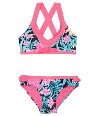Conjunto de Biquíni de Natação Hurley L43638 Meninas Rosa/Multi Floral Duas Peças Tamanho M 10-12 - Imagem 1 de 4