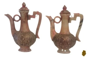 Antike chinesische Jade Jadeit & Bronze Weinkrüge (selten & erstaunlich als Paar) - Bild 1 von 4