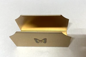 Vtg Steel brushed Brass Envelope Mail Letter Desktop Holder -Butterfly design - Picture 1 of 6