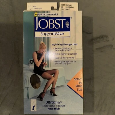 Meias JOBST UltraSheer Joelho Alta Compressão Bege Sedoso 8-15 mmHg Tamanho 9.5-11 - Imagem 1 de 3
