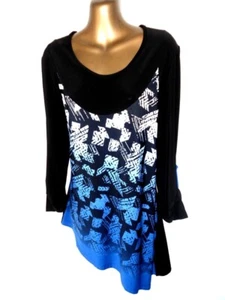 Joseph Ribkoff Asymmetric Tunic 12 shaded print epaulette sleeves (8347 - Picture 1 of 5