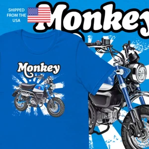 Monkey Bike Rising Sun UNISEX Short Sleeve T-Shirt (blue) - Picture 1 of 2