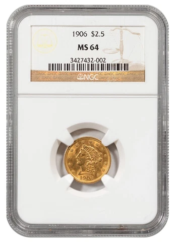 1906 Liberty Head $2.5 Gold Quarter Eagle NGC MS64 Cover