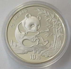 China 10 Yuan 1994 Panda Shanghai Mint (Large Date) 1 Oz Silver - Picture 1 of 2