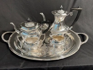 Crafton 104 Of Sheffield England Tea Service And York Wm Rogers Tray - Picture 1 of 4