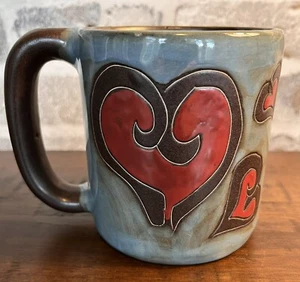 Large MARA Stoneware Coffee Mug Heart Hearts 16 fl oz - Picture 1 of 6