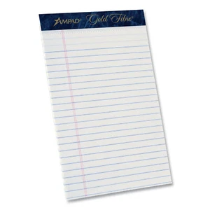 Gold Fibre Writing Pads Medium/College Rule 50 White 5 x 8 Sheets Dozen 20054R - Picture 1 of 5
