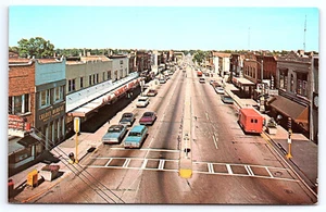 Belvidere illinois State Street view looking North autos chrome Postcard A111 - Picture 1 of 2