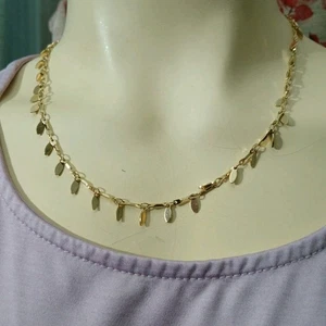 Minimalist Dainty Dangle Drop Chain Necklace GP Over Stainless  - Picture 1 of 10