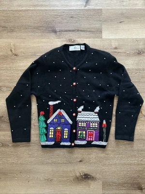 Design Options by Philip & Jane Gordon Cardigan Embellished Christmas Houses S - Image 1 of 4