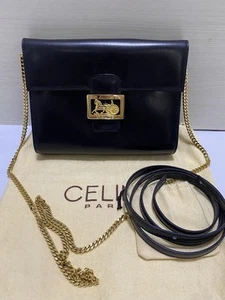 Celine Carriage 3-Way Chain Shoulder Bag Leather Versatile Crossbody Stylish - Picture 1 of 10
