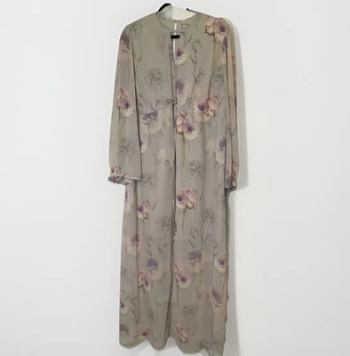 Maxi Vestido Floral Lavanda Diseño ASOS Talla 14 Mangas Largas Acampanadas Cuello en V Foto 1 de 4