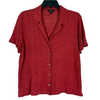 Camisa de resort Banana Republic roja de lino preppy para mujer S campamento playa verano aireada Foto 1 de 4