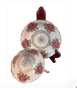 vintage paragon By Appointment A 3238/9 gold cabbage roses pink teacup and sauc - Picture 1 of 7