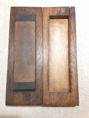 Antique Sharpening Stone in Wood Coffin Box Marked TURKEY 6X2 - Image 1 of 4