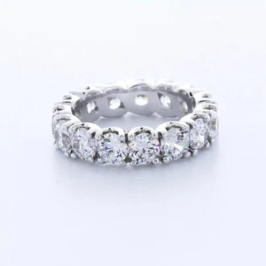18K Gold Eternity Wedding Ring Classic 4.25 Carat Round Lab-Grown Diamond D VVS1 - Picture 1 of 12